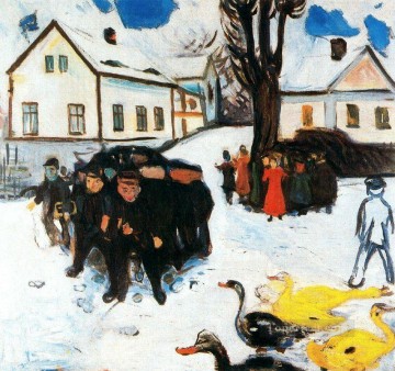 la calle del pueblo 1906 Edvard Munch Expresionismo Pinturas al óleo